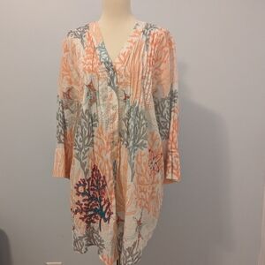 Soft surroundings coral ocean theme top size S